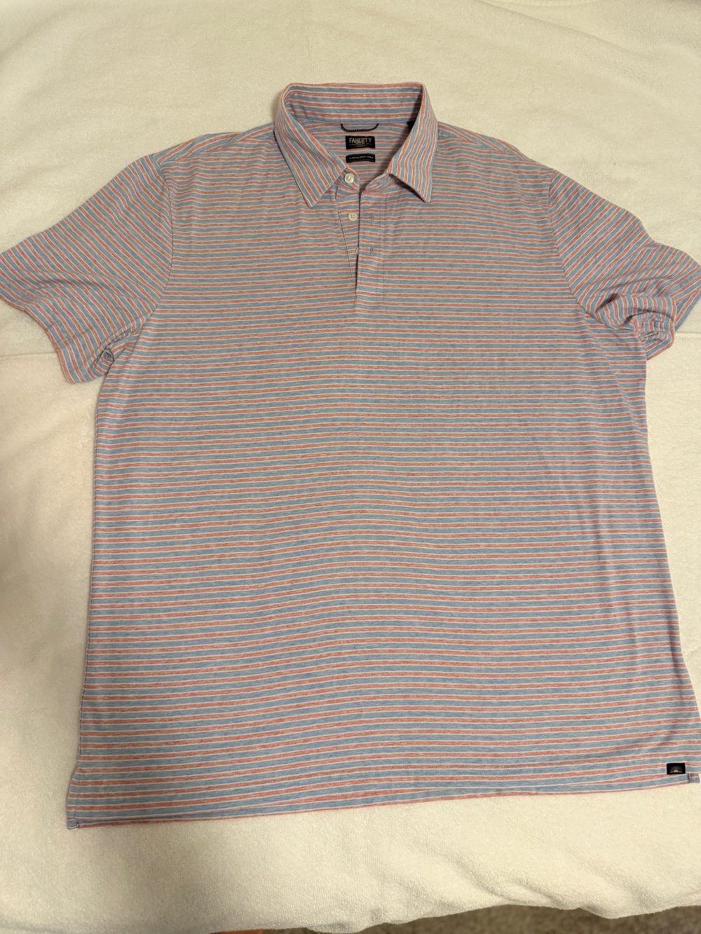 Faherty Striped Polo in Blue and Red